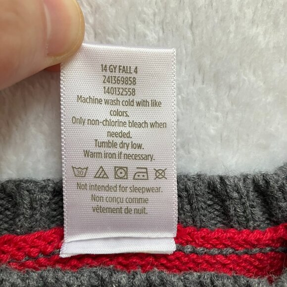 Gymboree Baby Sweater 6-12M Red Grey Moose Knit Pullover | Holiday Winter VGUC - Picture 5 of 16